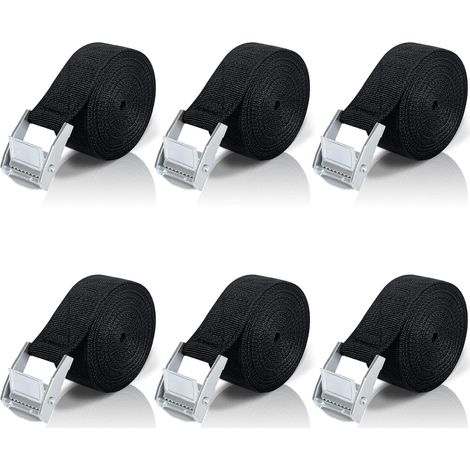 Sangle de 200 cm, 6 sangles à cliquet pour fixation de porte-vélos, porte-bagages, motos, voitures, remorquage mobile