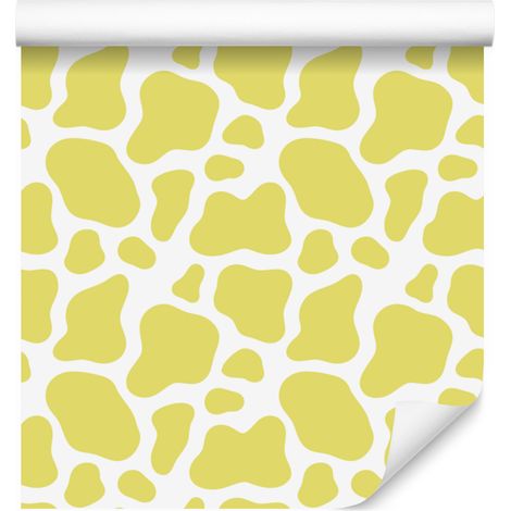Kuhflecken-Tapete in Creme und Gelb für Wohn- und Schlafzimmer, 50 x 1000 cm (1/5)