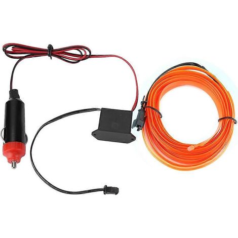 Câble d'éclairage orange 12 V CC pour voiture, véhicule, éclairage froid, allume-cigare (2 mètres)