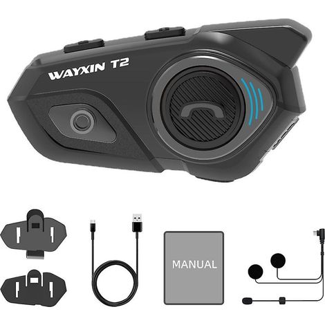 Intercom pour casque de moto WAYXIN, oreillette Bluetooth bidirectionnelle 30 m avec réduction du bruit, étanche IP67