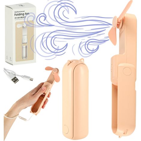 Mini ventilatore portatile pieghevole usb rosa