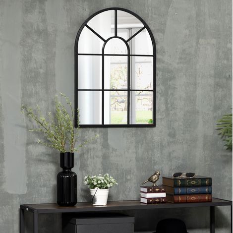 Specchio da parete decorativo a finestra 70 x 50 cm in metallo nero HAVRYA (1/5)