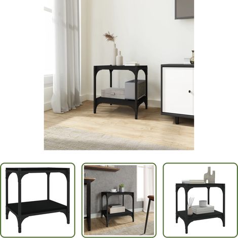vidaXL Meuble tv bois d'ingénierie - Meuble TV Noir 40x33x41 cm Bois d'ingénierie et acier (1/5)