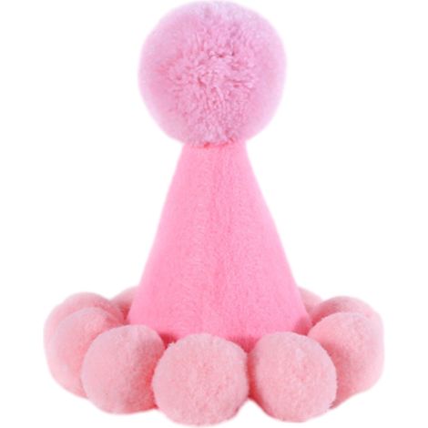 Chapeau d'anniversaire pour animal de compagnie (chat/chien) - Ensemble de chapeau de fête - Chapeau d'anniversaire couleur macaron avec pompon et bandeau ajustable (1/5)