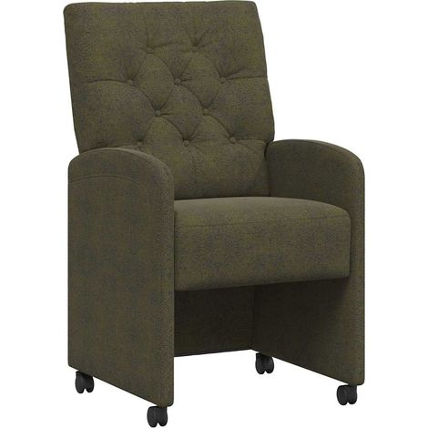 Maison Exclusive - Esszimmerstühle mit Rollen 2 pcs Armeegrün 58