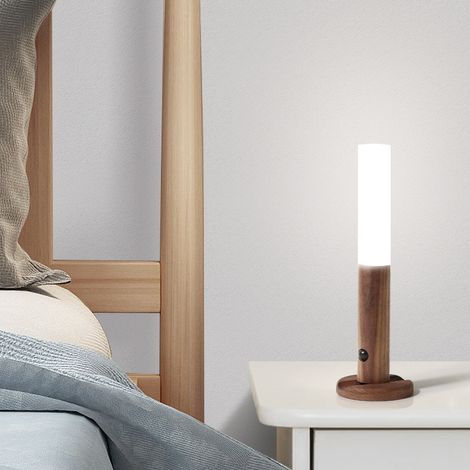 Bois massif intelligent induction humaine petite nuit lampe de bureau murale rechargeable LED armoire escalier allée couloir veilleuse