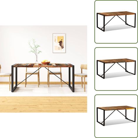 Table à manger Bois de récupération massif 180 cm - Table À Manger Industrielle - Table Repas Bois Recyclé - Table Design - Meubles Industriels - Mobilier Vintage (1/5)