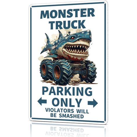 Décoration de chambre de garçon, Plaque métallique en étain "Stationnement réservé aux Monster Truck", Décorations de mur de chambre, Accessoires de fête d'anniversaire, Plaques, Affiches, Cadeaux pou (1/5)