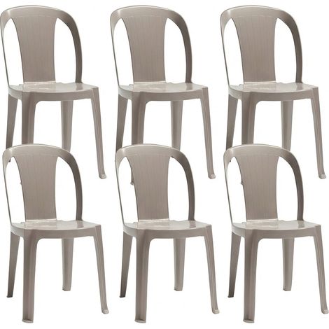 Set di 6 Sedia da Esterno in Resina Color Tortora Impilabile Leggera e Robusta Design Qualità Made in Italy sca-b Tiuana Ideale per Giardino Bar e Ristorante