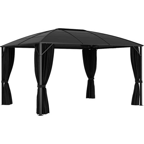 Tonnelle Barnum de Jardin, Pavillon, Pergola, Tente de jardin, avec rideaux 400x300x265 cm Anthracite OIB9697E (1/5)