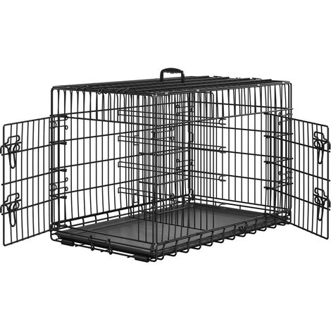 Yaheetech – Cage pour chien pliable en métal – 90,5x57x62,5cm – Double porte verrouillable – Plateau amovible et imperméable – Niche intérieure et extérieure