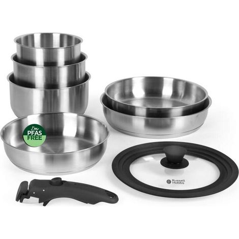 Juego de utensilios de cocina Russell Hobbs RH04041 de acero inoxidable de 8 piezas con sistema Smart Clip (1/3)