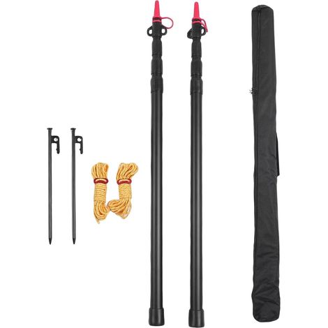 2 PCS 235 Cm Pôle TARP - 4 Sections Réglables, Alliage en Aluminium Pole de Tente de Camping pour la Randonnée, Le Pique-Nique et Le Barbecue, Léger et Robuste (1/5)
