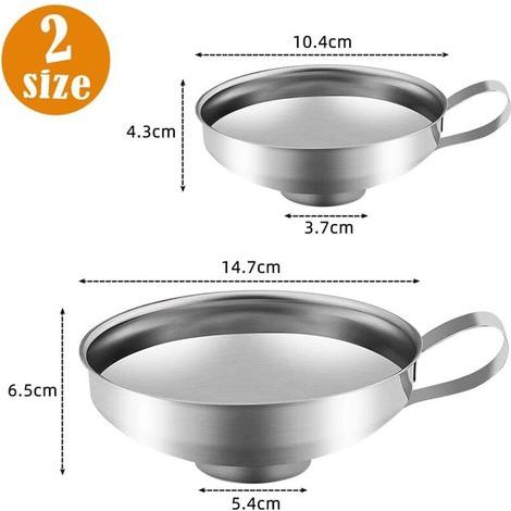 Entonnoir Cuisine Inox, Inoxydable Acier Entonnoir Large Ouverture En Métal Avec Poignée Pour Transfert Huile Liquide Confiture Alimentaire, Funnel (1/3)