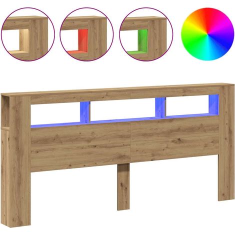 Tête de lit,Panneau décoratif à LED chêne artisanal 220x18,5x103,5 cm CFW1710412 (1/5)