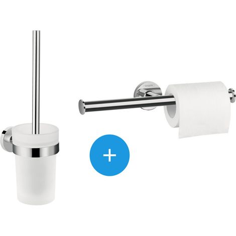 Hansgrohe Logis Universal Pack brosse WC + support de rouleau double, Chrome (41722000-DUOLOGIS2) (1/5)