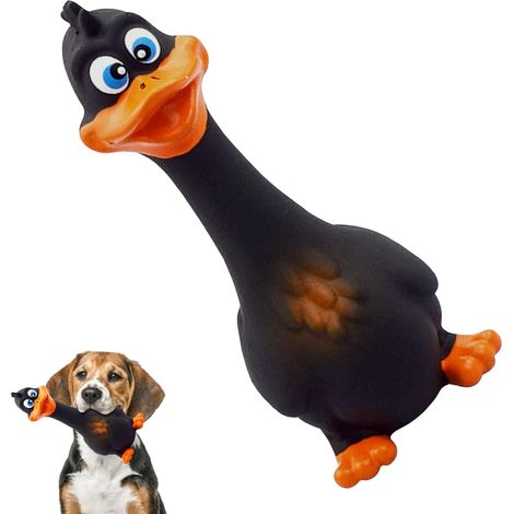 Jouets pour chien, jouets couineurs pour chiens, jouets interactifs en latex, jouets à mâcher en caoutchouc souple pour chiens de petite, moyenne et grande taille (canard noir)