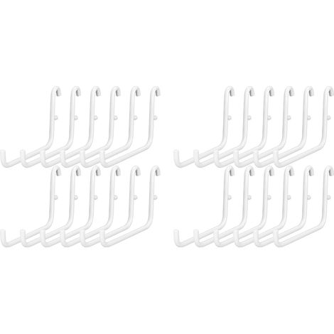 24 Pièces Crochets pour Panneau Perforé, Accessoires pour Panneau Perforé, Ensemble Crochets Longs pour Panneau Perforé, Outil Rangement en Métal, Outil Bureau à Domicile Étanche (1/5)