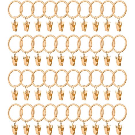 40 anneaux de crochet pour rideaux - or clair - fil de 3,5 mm x diamètre intérieur de 25 mm (1/5)