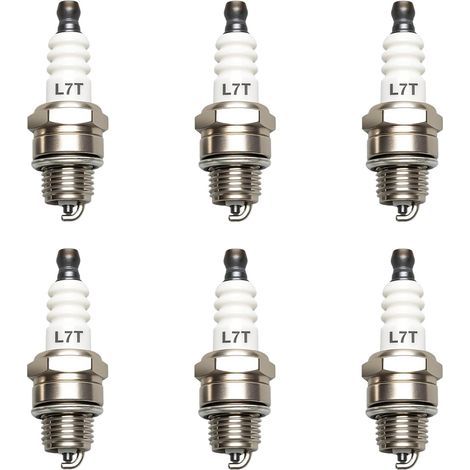 6 Pièces Bougie Allumage Universelle L7T, L7T Bougies d'Allumage pour Tronçonneuse, Tondeuse à Gazon et Moteurs 2 Temps, Pulvérisateurs, Brumisateurs, Moteurs à Essence Marins, etc. (1/5)
