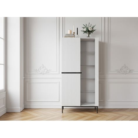 BOBOCHIC - Meuble vitrine H200 cm 2 portes KASHA pieds noirs Blanc (1/5)