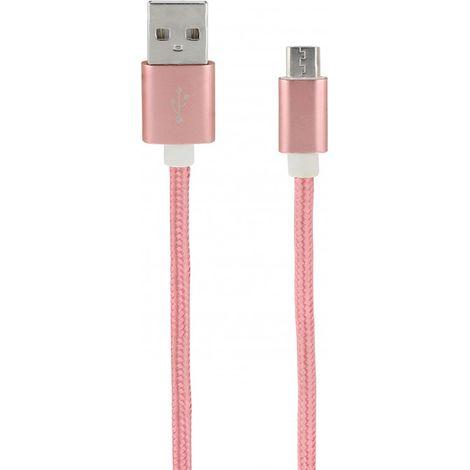 Câble micro USB /USB-A nylon 1 m - rose or (1/2)