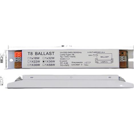 Ballast électronique T8 36 W à large plage de tension (220-240 V CA) pour lampe fluorescente (1/5)