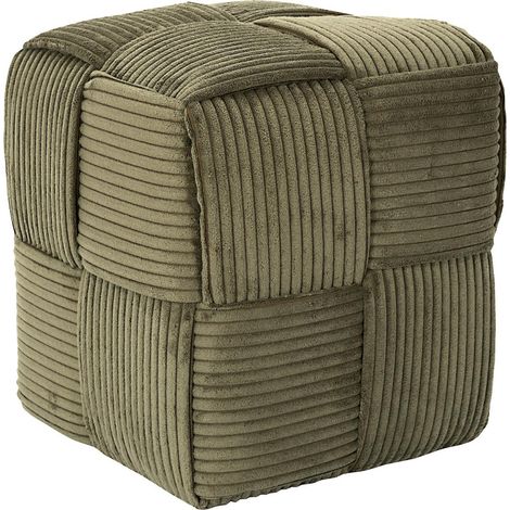 Pouf Côtelé Tressé "Scott" 38cm Vert