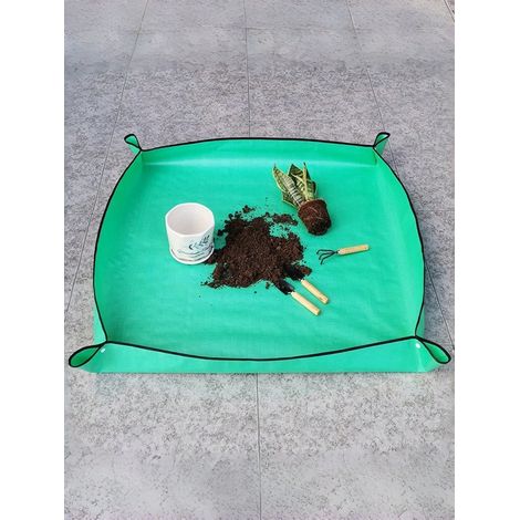1 Tapis de rempotage de plantes pliable vert - Imperméable, PE épaissi, adapté aux plantes en pot intérieures, soin des succulentes, facile à nettoyer 100100 cm