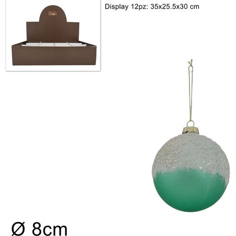 PALLA VETRO DIAMETRO 8 CM VERDE OPACO CON PERLINE