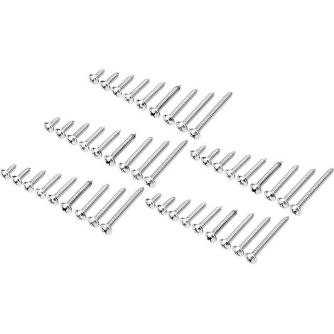 Jeu de 45 vis autotaraudeuses en acier inoxydable 304, tête ronde cruciforme, longueurs multiples, M6 (1/5)