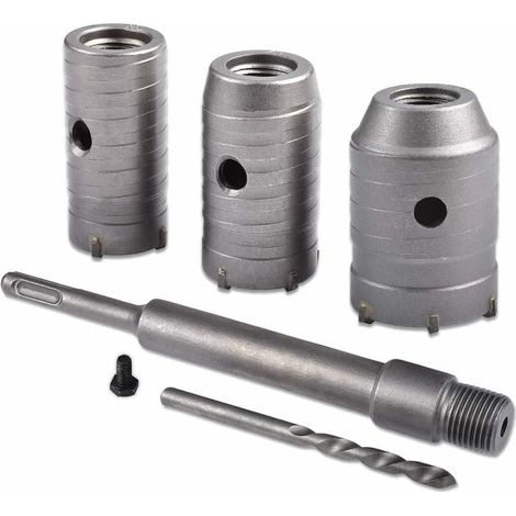 Scie à Cloche Trépan, diamètre 30mm, 40mm, 50mm Set de Scies Cloches, Trépan Béton 350 mm SDS Plus Tige d\'Extension Pointe en Carbure de Tungstène, Scie Cloche pour Brique Pierre Béton Ciment (1/5)