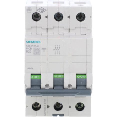 Interruptor automático 3P B 20A 6kA CA Sentron 5SL6320-6