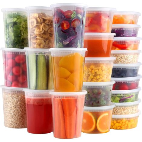 Set mit 48 transparenten Lebensmittelbehältern (12 x 946 ml, 24 x 473 ml, 12 x 237 ml), wiederverwendbar, luftdicht, BPA-freier Kunststoff