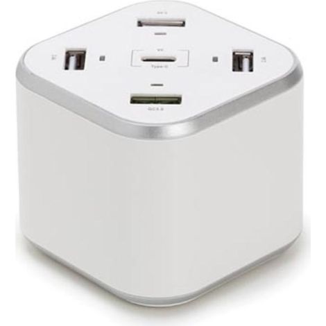 SMART USB Station mit 3 x USB + 1 x USB Fast Charge QC 3.0 + 1 x Type-C Ausgänge - max. 9,6 A - max. 48 W - weiß (1/3)