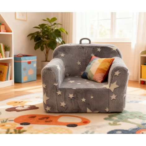MEUBLIV poltroncina bimbi 64x49x49 cm grigio stelle con maniglia e tasca (1/5)