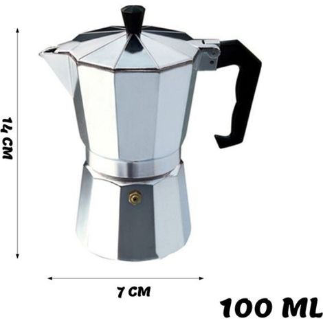 Cafetière Moka - Aluminium - Pour Café Moulu Manuel - 6 Tasses - 300 ml (1/5)