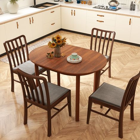 Table à Manger Ovale 110 cm pour 2-4 Personnes Table de Cuisine avec Pieds en Bois d'Hévéa Table de Ferme Capacité de Charge 120 kg Brun (1/3)
