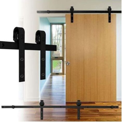 VURAHOME - Schiebetür-Set, Schiebesystembeschläge, XU, für Schiebetüren mit Laufschiene, Komplettset 363 cm - (1/5)
