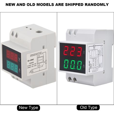 D52-2042 Schienenmontiertes digitales Voltmeter und Amperemeter, Doppelanzeige, AC80-300V, AC0-99,9A. (1/5)