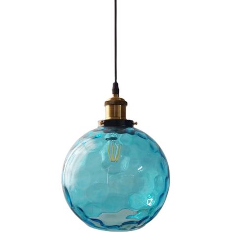 Moderne Verre LED Lampe Suspendue Bleu Globe 1 Lumière Suspension Pour Bar Cuisine Salle À Manger Et Plus (1/5)