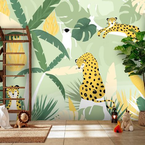 Papier peint Cheetahs in the Jungle - First Variant - 400 x 280 cm (1/4)