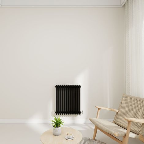 Stech Homes 600x605mm Black Traditional 3 Column Horizontal Cast Iron Style Central Heating Radiator