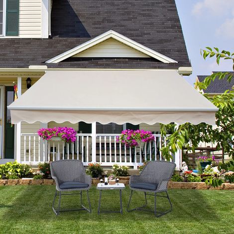 Store banne en aluminium, store banne à bras articulés, store banne de 3 m de large, store banne de balcon, pare-soleil pour balcon, beige