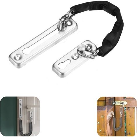Chaîne antivol pour porte 19,6 cm - verrou de sécurité en métal, argent (1/5)