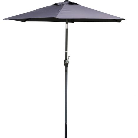 Schirm, anthrazitgrau, neigbar – Ø2m – H2,13m – Stahl – Polyesterstoff 160g/m² – Kurbel