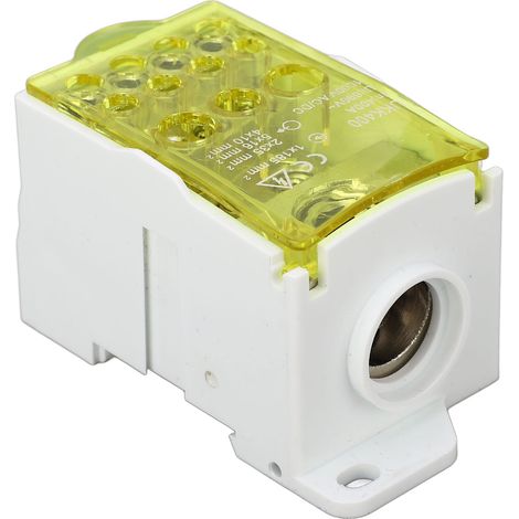 Boîte de jonction pour rail DIN, répartiteur principal universel 690V 400A jaune, bloc de distribution électrique haute puissance (1/5)