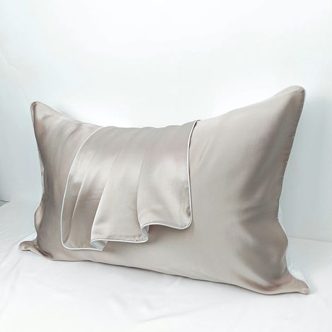 MINKUROW Funda de Almohada - 100% Seda de Morera Natural - para Cabello y Piel - 19 mm Seda por una cara - 2 unidades, Seda, Estándar 48x74cm Albaricoque (1/5)