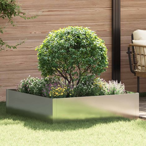 Teenpull – Raseneinfassung 100 x 100 x 35 cm Stahl Silber (1/5)