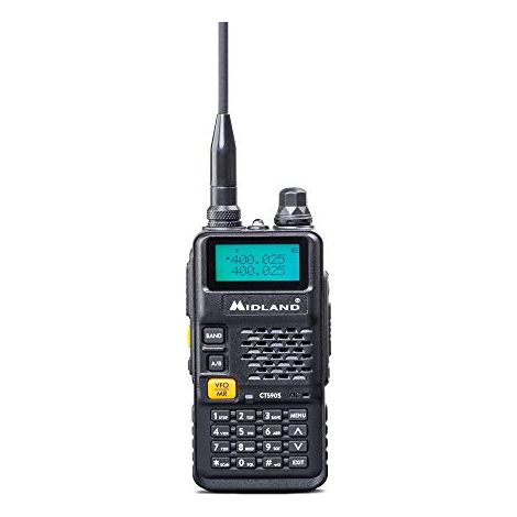 Midland CT590 S Radio Ricetrasmittente amatoriale Dual Band compatto con 128 Canali Memorizzabili, Potenza 5W, UHF/VHF, Display Retroilluminato, Batteria Li-Ion 1500mAh, 13 ore di autonomia, per radio (1/5)